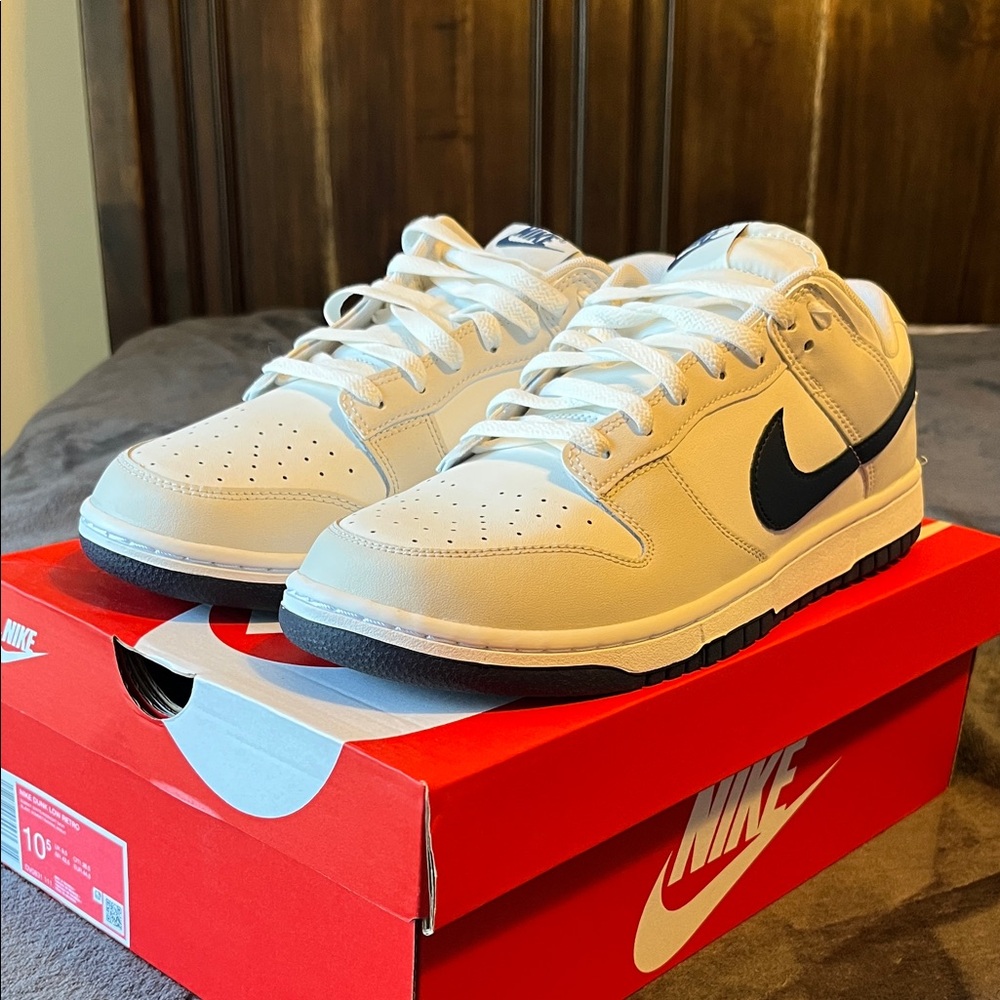 Nike Dunk Low- White & Navy Blue